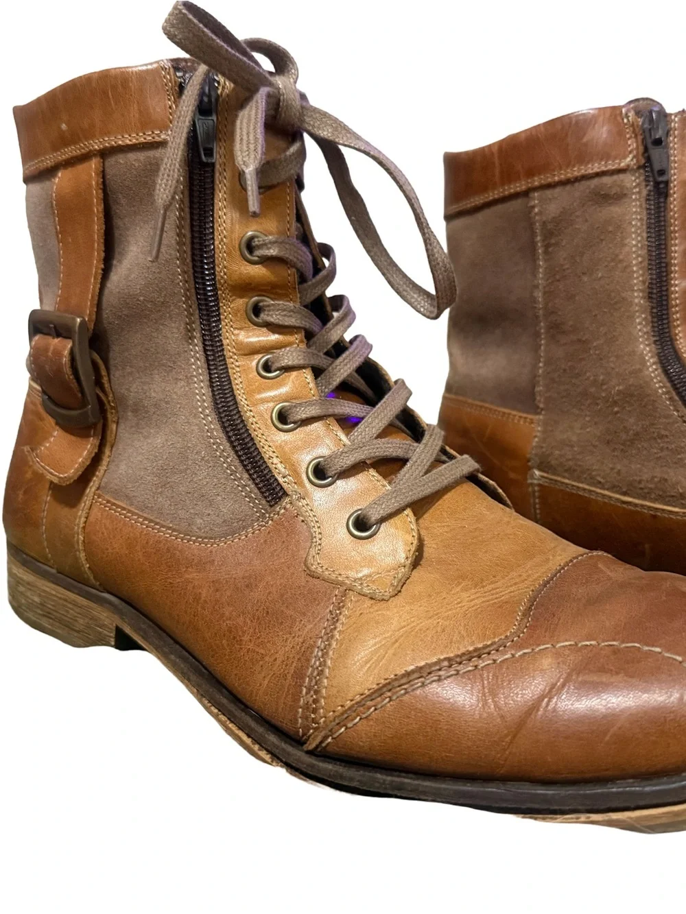 Steve Madden TREK Men’s Brown Leather Combat Boots Size 13